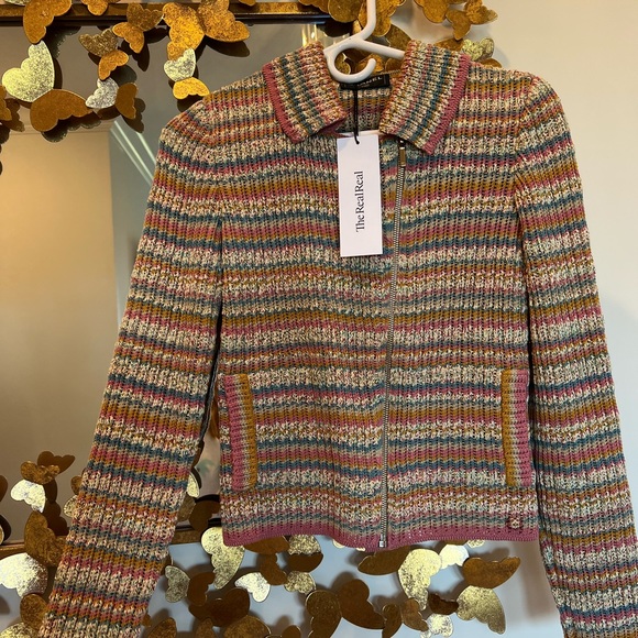 CHANEL Jackets & Blazers - Chanel tweed sweater zip up jacket